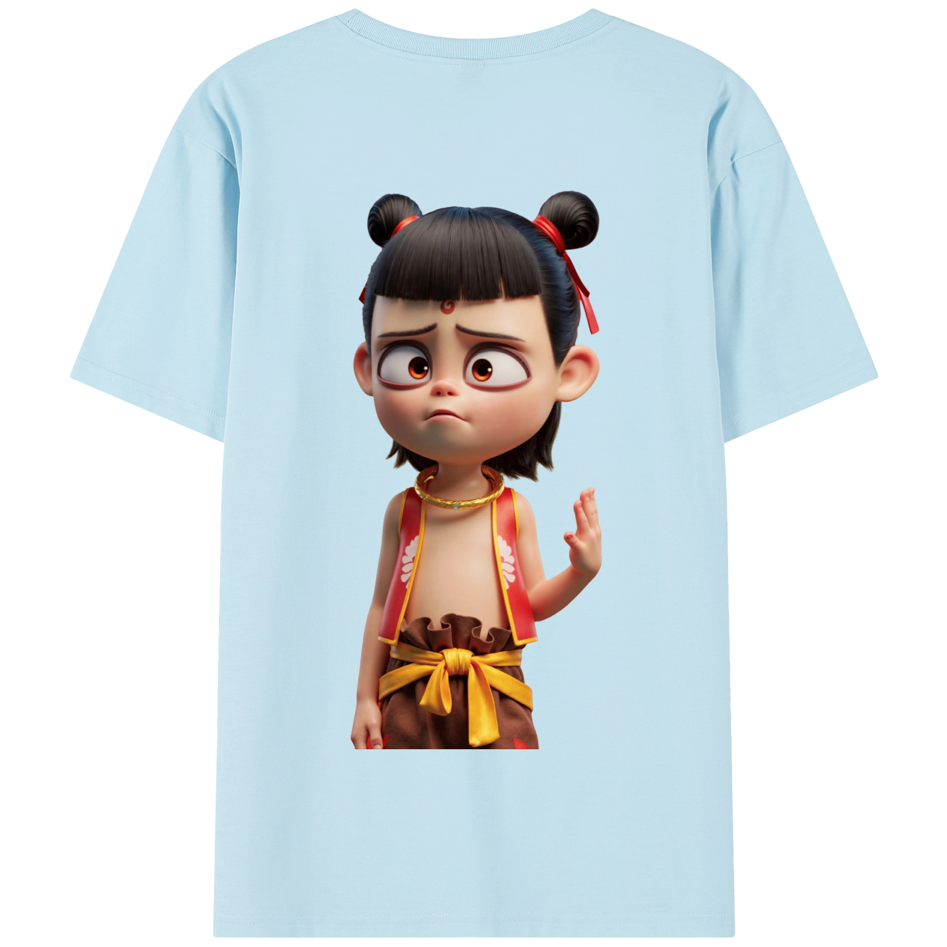 （画像用） Ne Zha 2 ナタ 魔童の大暴れ 綿100％半袖Tシャツ（背面プリント）